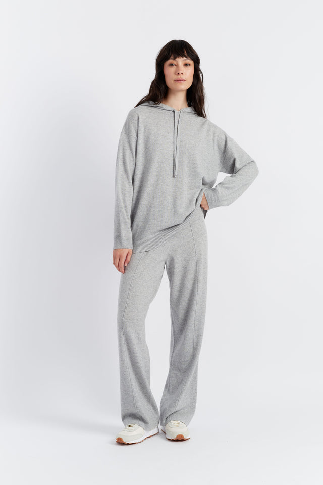 Light-Grey Wool-Cashmere Relaxed Hoodie image 3