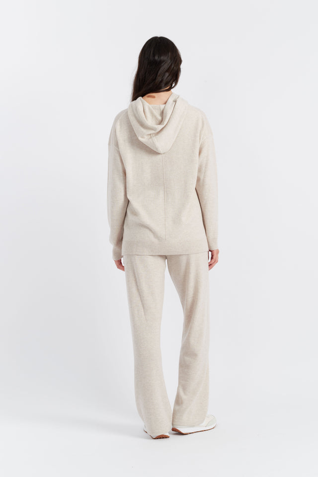 Light-Oatmeal Wool-Cashmere Relaxed Hoodie image 2