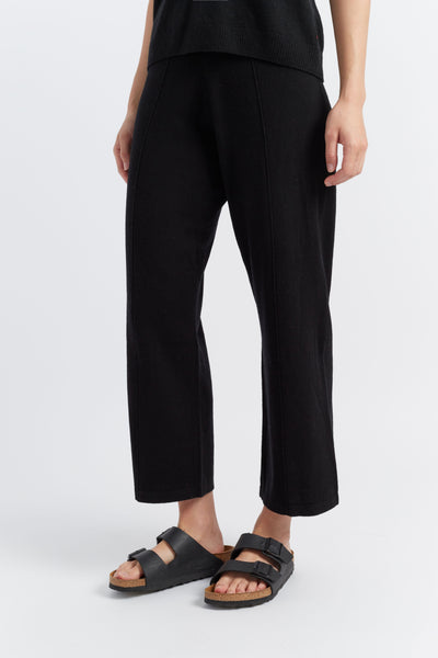 Black Wool-Cashmere Cropped Track Pants
