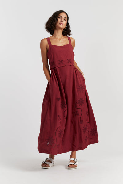 Sienna Linen-Blend Broderie Summer Dress