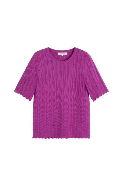 Magenta Cotton Crochet Tee