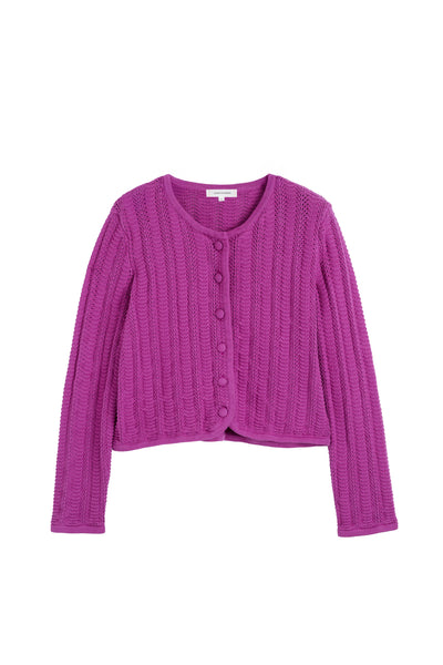 Magenta Cotton Crochet Cardigan