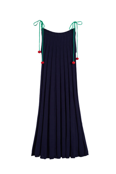 Navy Cotton Cherry Swing Dress