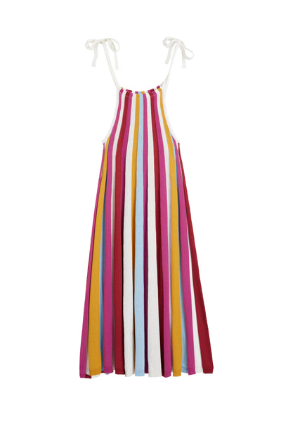 Cream Cotton Rainbow Swing Dress