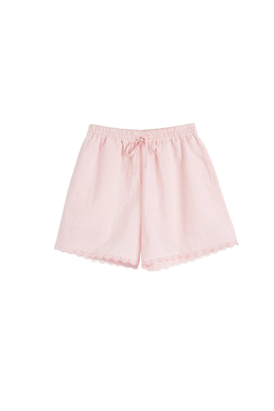 Light-Pink Linen-Blend Scallop Edge Shorts