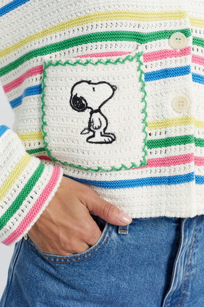 SAMPLE SALE - NO REFUNDS Cream Cotton Snoopy Vacation Cardigan