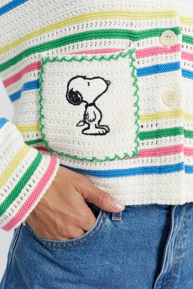 Cream Cotton Snoopy Vacation Cardigan image 2