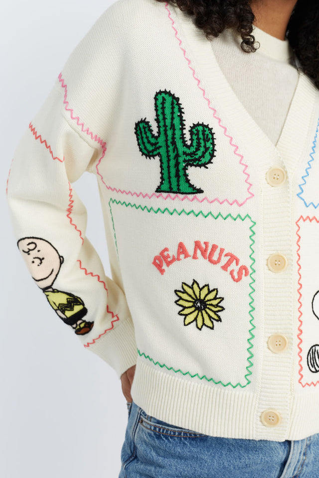 Cream Cotton Peanuts Vacation Cardigan image 2