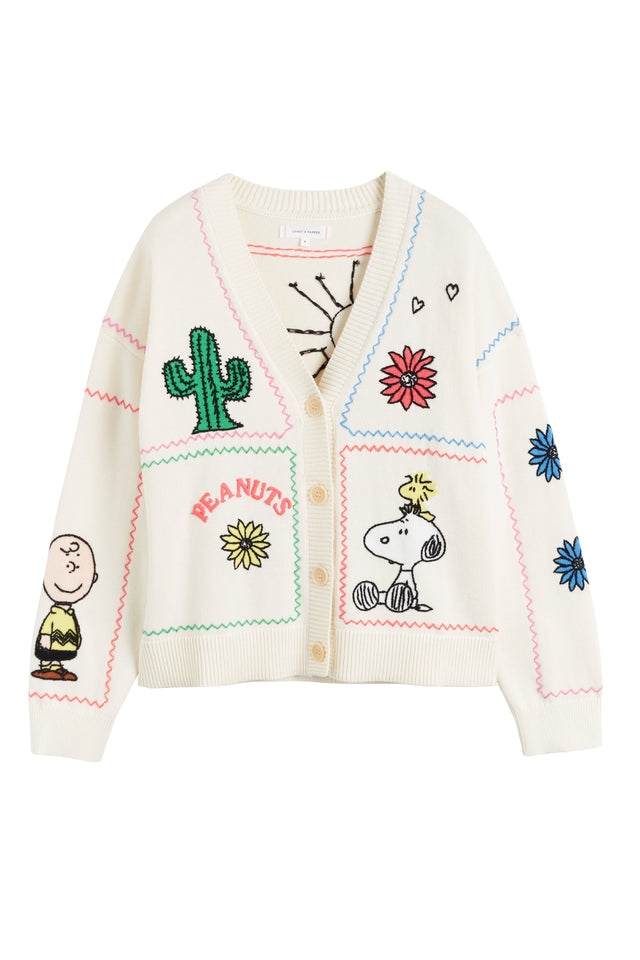 Cream Cotton Peanuts Vacation Cardigan image 5