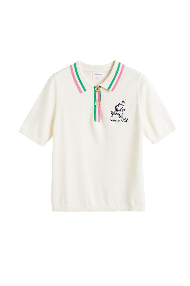 Cream Cotton Peanuts Racquet Club Polo image 5