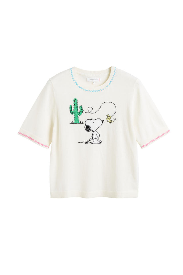 Cream Cotton Peanuts Vacation T-Shirt image 5