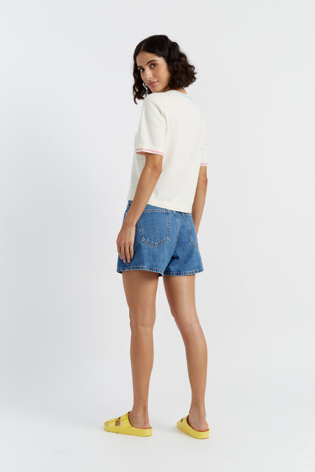 Cream Cotton Peanuts Vacation T-Shirt image 3