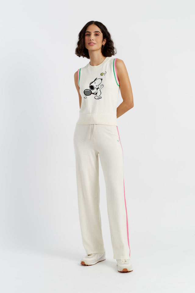 Cream Cotton Peanuts Racquet Club Tank image 3