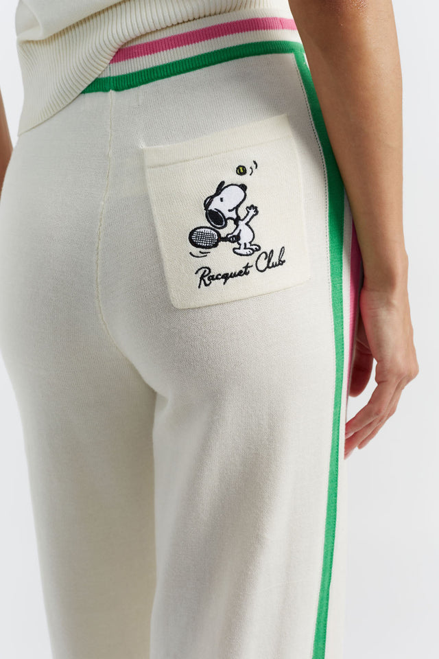 Cream Cotton Peanuts Racquet Club Trousers image 2