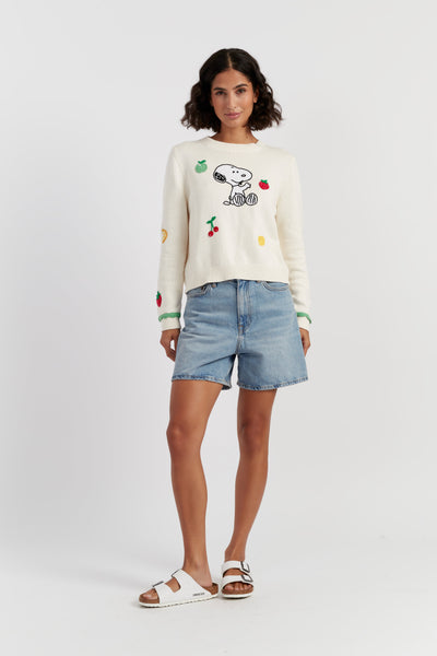 Cream Cotton Fruity Snoopy Sweater