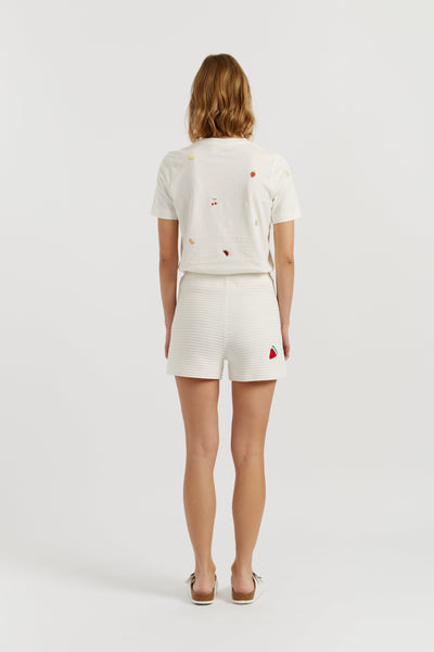 Cream Cotton Snoopy Crochet Shorts