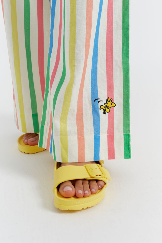 Multi Linen-Cotton Snoopy Stripe Trousers image 2