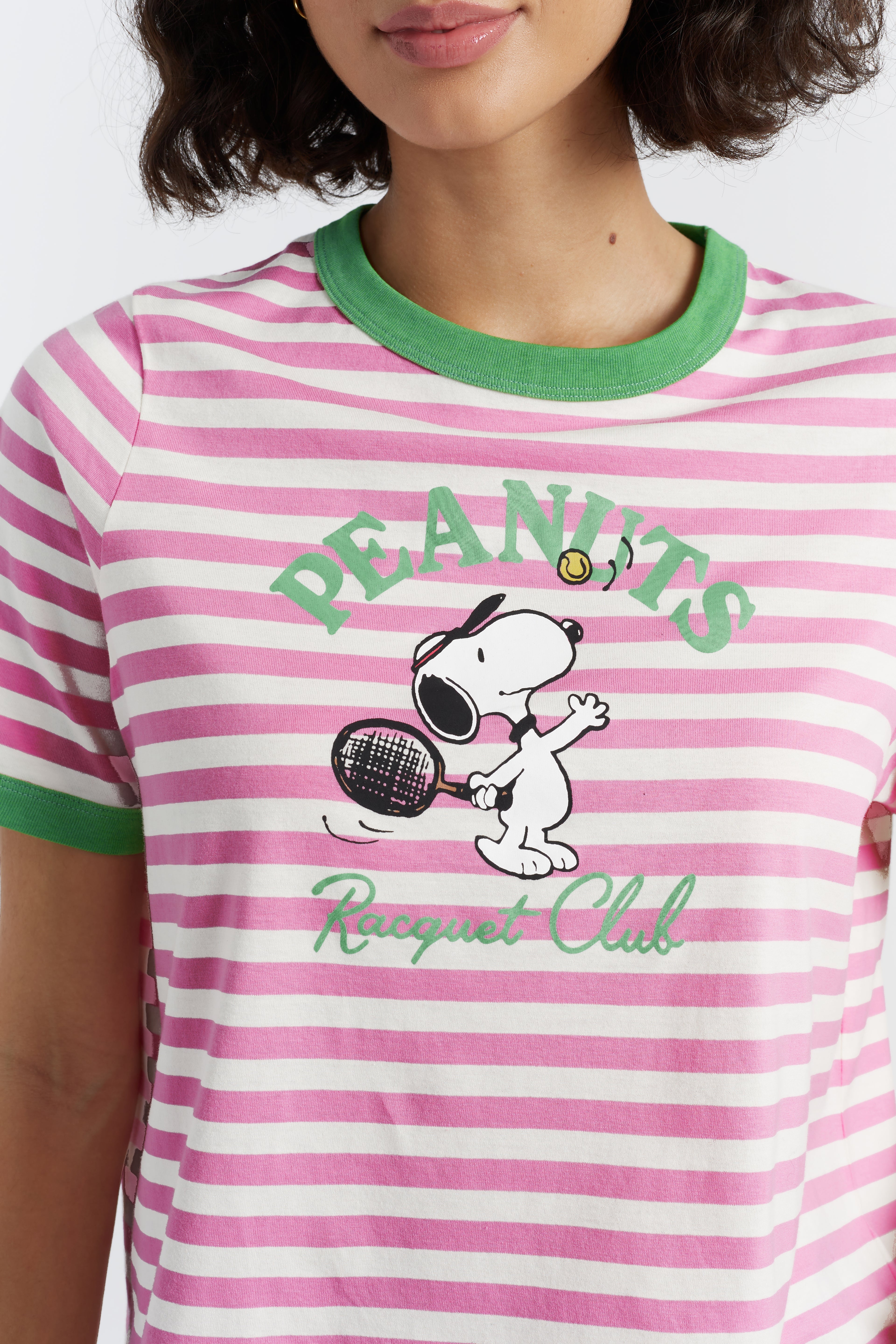 Pink Cotton Peanuts Racquet Club T-Shirt