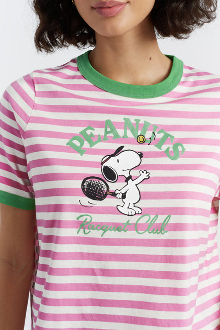 SAMPLE SALE - NO REFUNDS Pink Cotton Peanuts Racquet Club T-Shirt