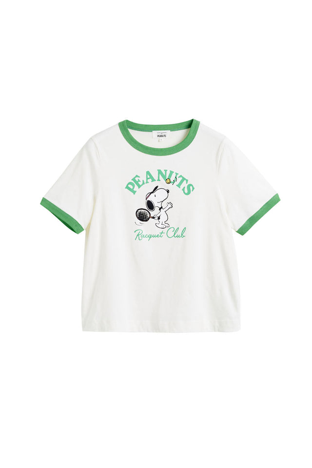 Cream Cotton Snoopy Racquet Club T-Shirt image 4