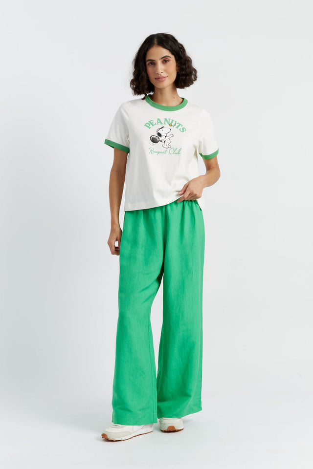 Cream Cotton Snoopy Racquet Club T-Shirt image 3