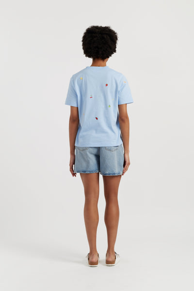 Light-Blue Cotton Snoopy Fruit T-Shirt
