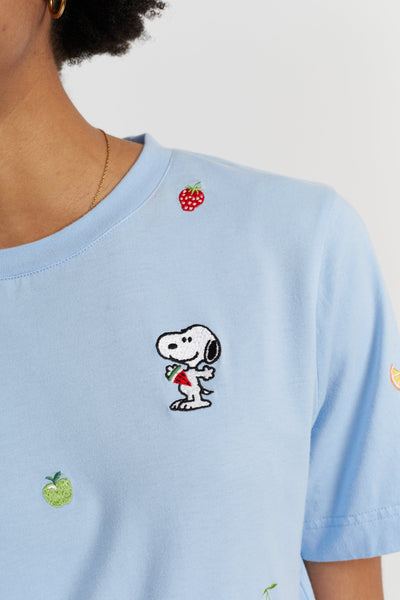 Light-Blue Cotton Snoopy Fruit T-Shirt