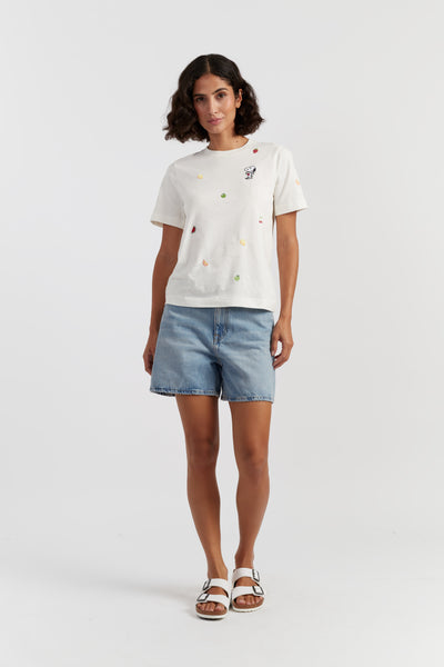 Cream Cotton Snoopy Fruit T-Shirt