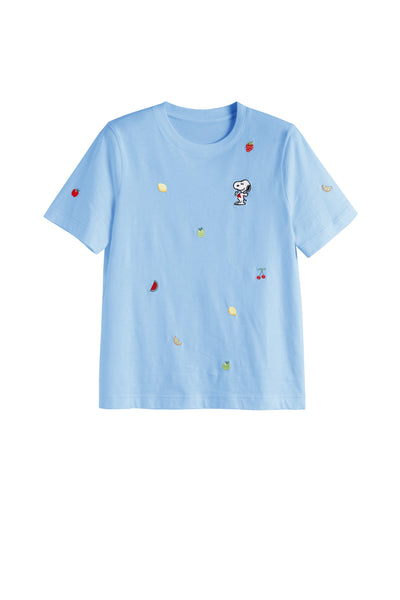 Light-Blue Cotton Snoopy Fruit T-Shirt