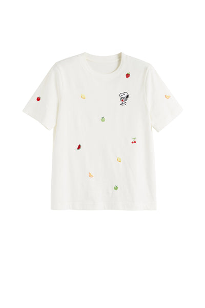 Cream Cotton Snoopy Fruit T-Shirt