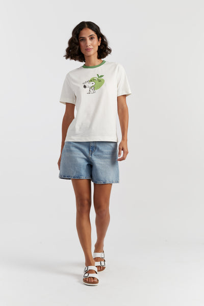 Cream Cotton Snoopy Apple T-Shirt