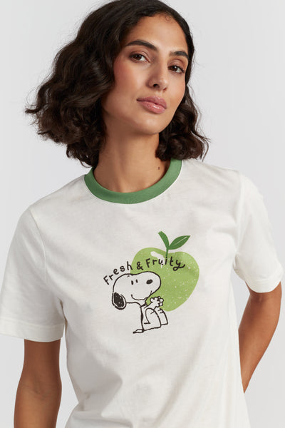Cream Cotton Snoopy Apple T-Shirt