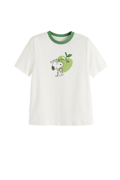 Cream Cotton Snoopy Apple T-Shirt