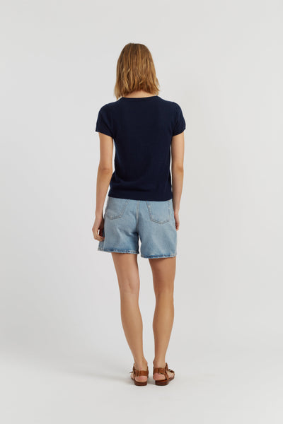Navy Air Pure Cashmere T-shirt