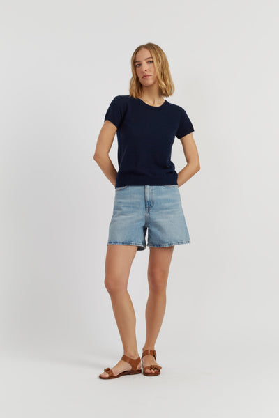 Navy Air Pure Cashmere T-shirt
