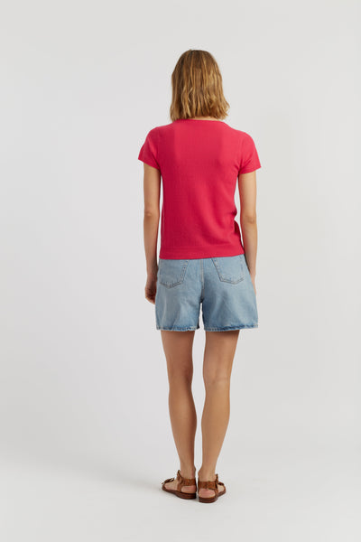 Watermelon-Pink Air Pure Cashmere T-shirt