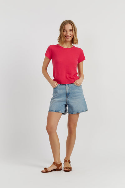 Watermelon-Pink Air Pure Cashmere T-shirt