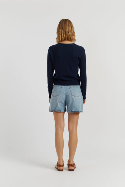 Navy Air Pure Cashmere Cardigan