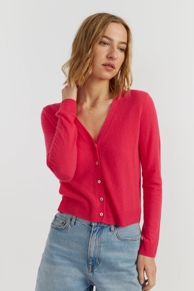 Watermelon-Pink Air Pure Cashmere Cardigan