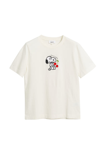 Cream Cotton Snoopy Cherry T-Shirt