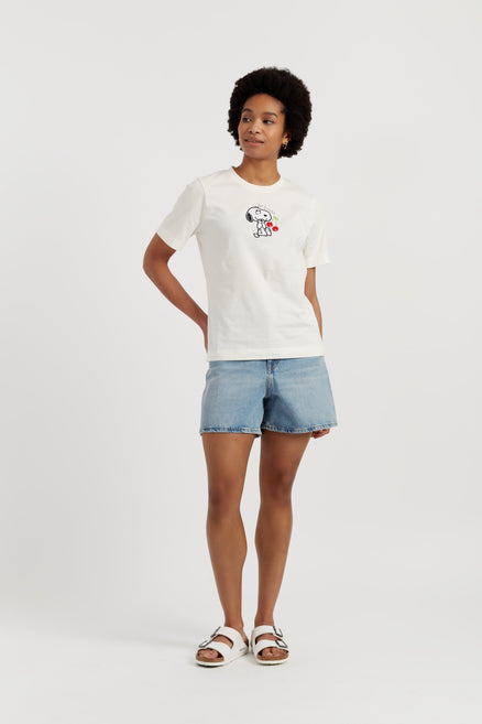 Cream Cotton Snoopy Cherry T-Shirt