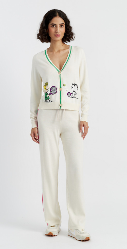 Cream Cotton Peanuts Racquet Club Cardigan image 4