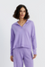 Lavender Wool-Cashmere Collared Sweater