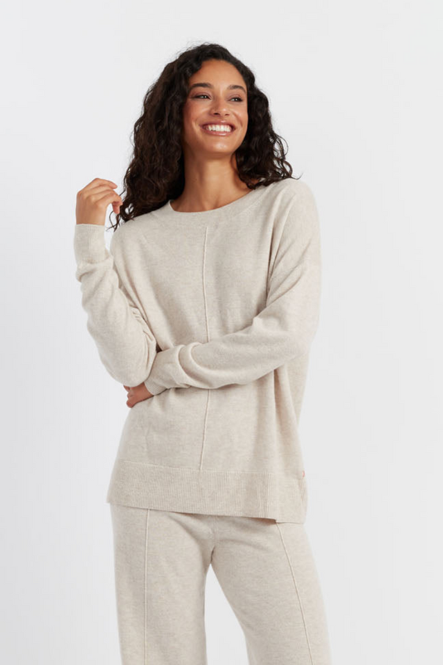 Light-Oatmeal Wool-Cashmere Slouchy Sweater image 1