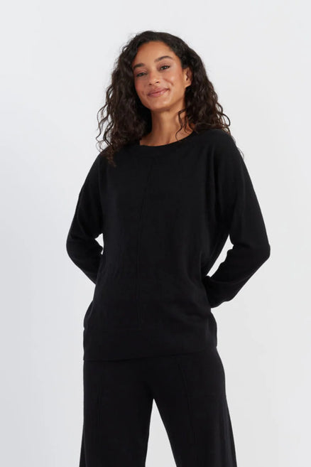 Black Wool-Cashmere Slouchy Sweater