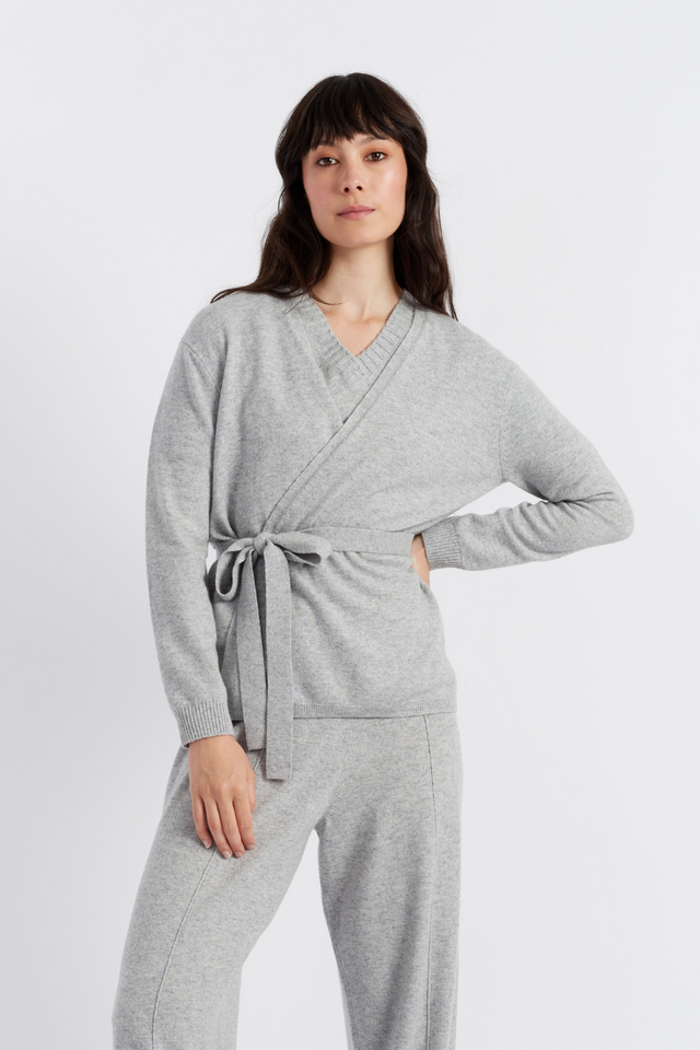 Light-Grey Wool-Cashmere Wrap Cardigan image 1