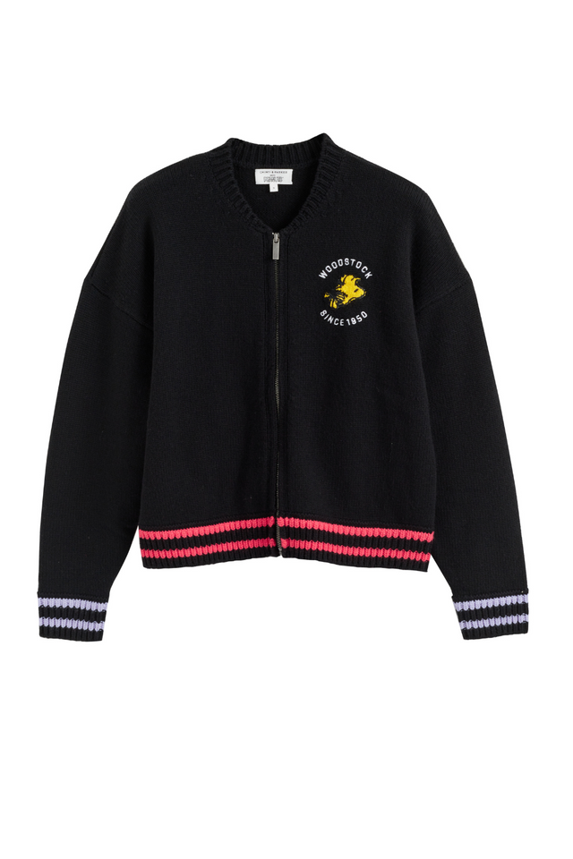 Black Wool-Cashmere Snoopy Bomber Jacket image 2