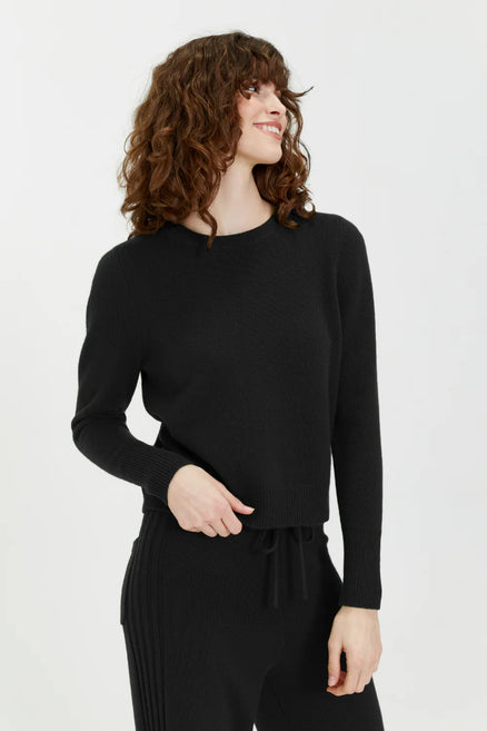 Black Pure Cashmere Cropped Sweater