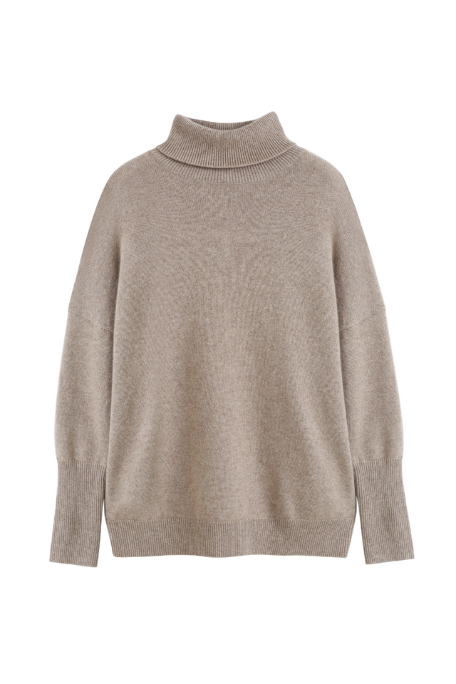 Soft-Truffle Pure Cashmere Rollneck Sweater image 2