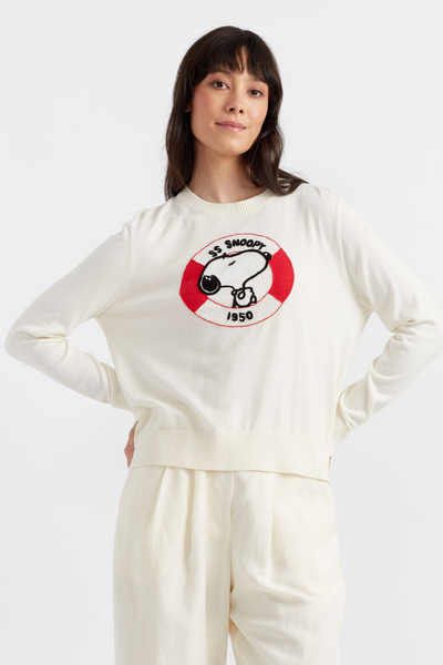 SAMPLE SALE - NO REFUNDS Cream Cotton Snoopy Nautical Sweater